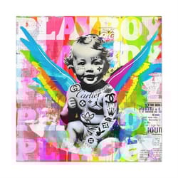 designer logo tattooed playboy cherub pop street art canvas print