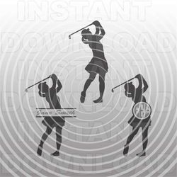 female golfer svg file,woman golfer svg,golfing svg -vector art for commercial & personal use- cricut explore,silhouette