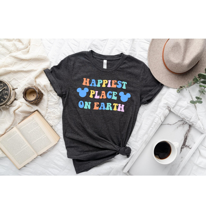 Disney Happiest Place On Earth Shirt, Colorful Vacay Shirt, Disney Aesthetic Shirt, Disneyworld Shirt, Disney Family Shirt - 2.jpg