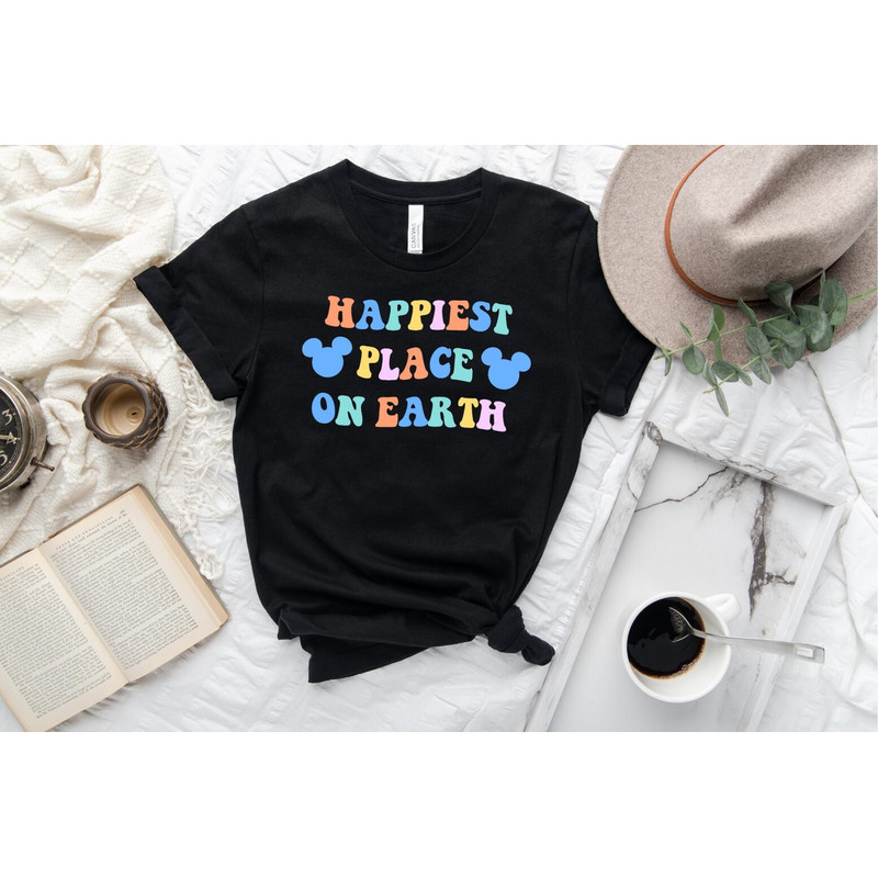 Disney Happiest Place On Earth Shirt, Colorful Vacay Shirt, Disney Aesthetic Shirt, Disneyworld Shirt, Disney Family Shirt - 5.jpg