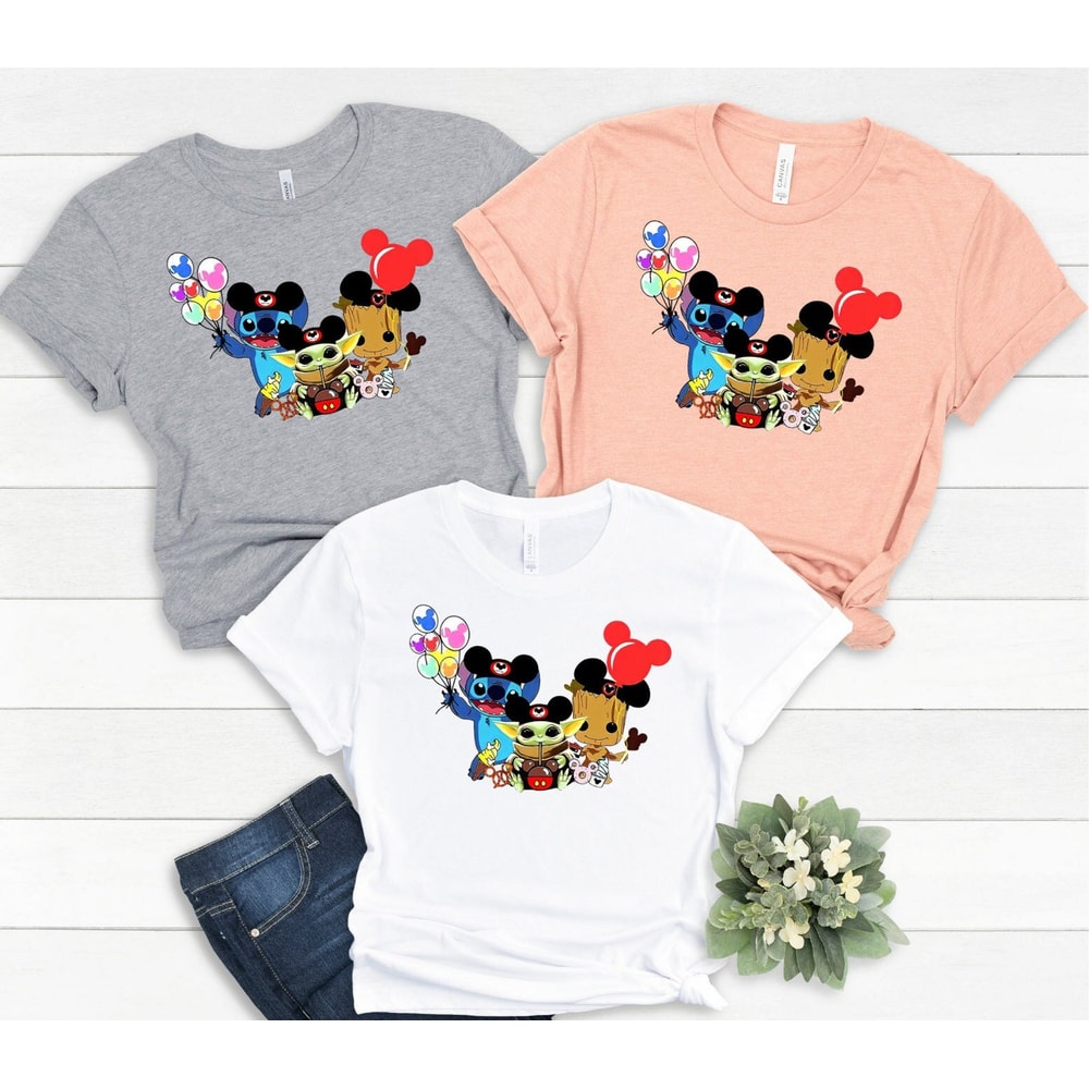 Mickey Shirt, Stitch, Baby Yoda, Baby Groot Shirt, Stitch & Baby Yoda Snacks Shirt, Disneyworld Family Shirt, Disneyland Shirts, Disney Ears - 1.jpg