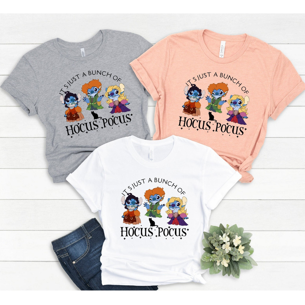 Stitch Halloween Shirt, It's Just A Bunch Of Hocus Pocus Shirt, Horror Stitch Shirt, Halloween Party Shirt,Matching Halloween - 1.jpg
