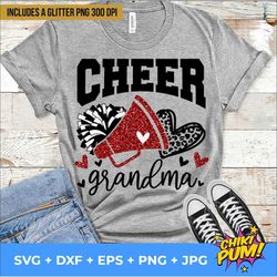 cheer grandma svg, football leopard print heart svg, leopard glitter red cheerleader svg, cheer group shirts svg, iron o