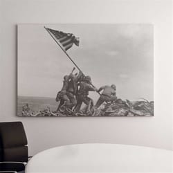 raising the flag on iwo jima canvas - world war 2 vintage canvas art- history wall decor - united states flag canvas