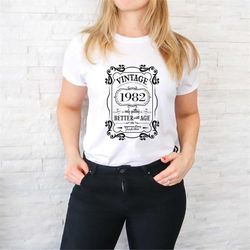 40th birthday t-shirt gift for man and woman, vintage 1982 birthday gift, aged to perfection shirt, 1982 40th birthday t