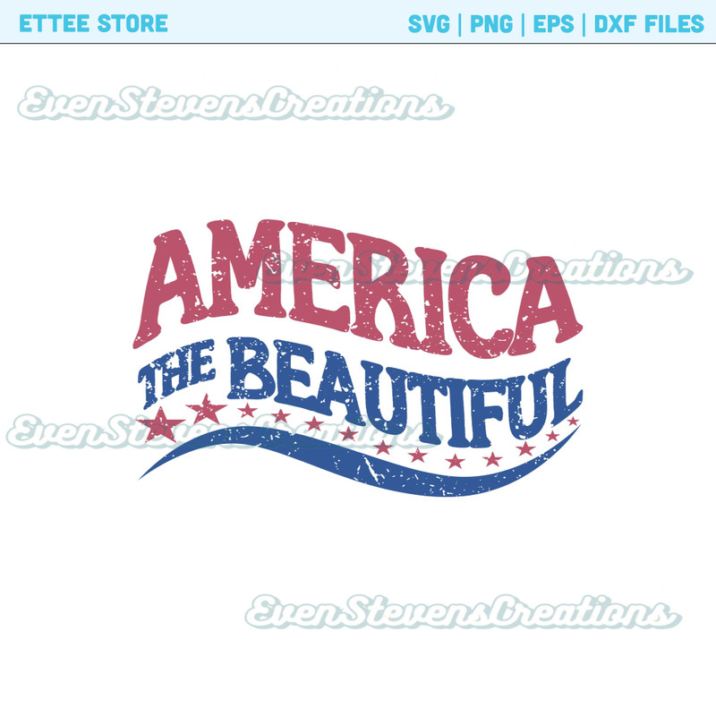 America the beautiful USA July 4 wavy text red blue distressed retro popular best seller trending png svg sublimation design download - 1.jpg