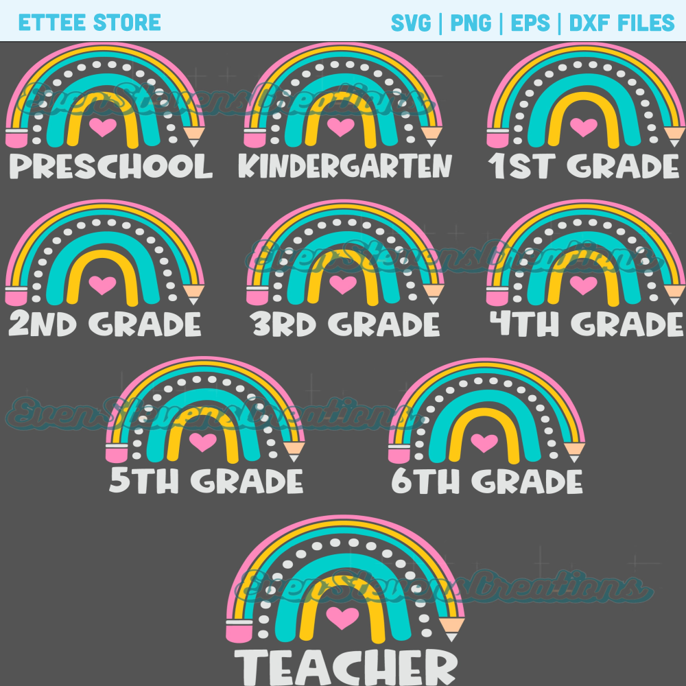 Back to school rainbow boho bundle preschool- 6th grade teacher popular best seller trending png svg sublimation design - 1.jpg