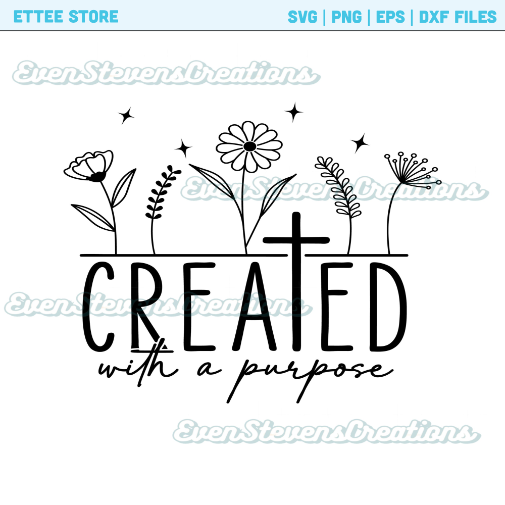Created with a purpose flower floral cross Christian religious popular best seller trending png svg sublimation design download - 1.jpg