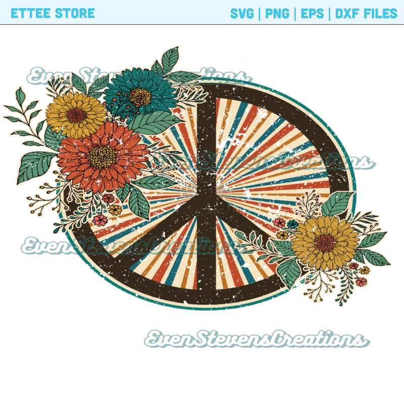 Retro boho peace sign flowers popular best seller png sublimation design download - 1.jpg