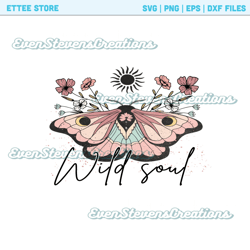 retro boho wild soul vintage butterfly popular best seller png sublimation design download