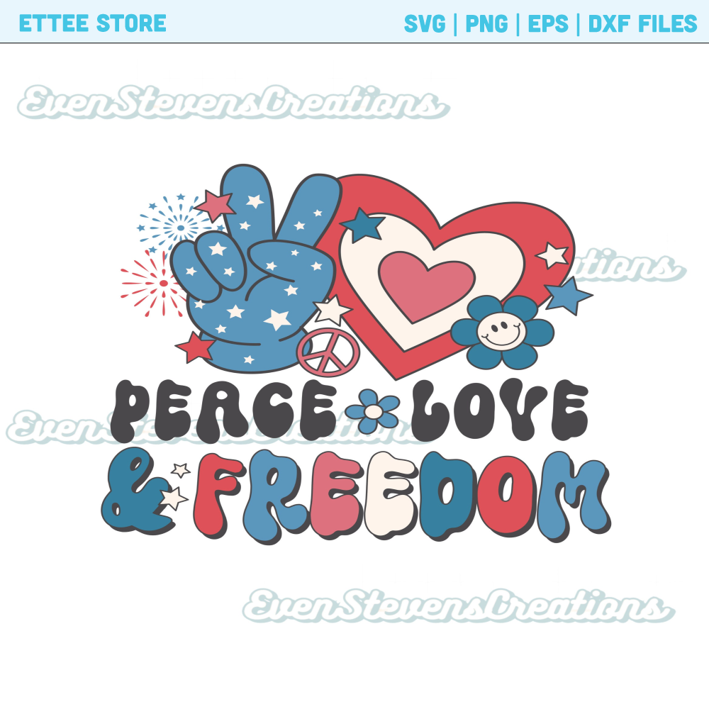 Retro vintage peace love freedom July 4 red blue america USA popular best seller trending png svg sublimation design download - 1.jpg