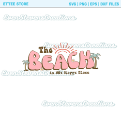 Retro vintage the beach is my happy place vacation summer pink popular best seller trending png svg sublimation design d
