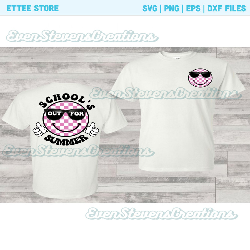 Schools out for summer front back pocket smiley retro checkered pink sunglasses popular best seller png sublimation design download - 1.jpg