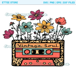 vintage soul cassette colorful flowers retro boho popular best seller png sublimation design download