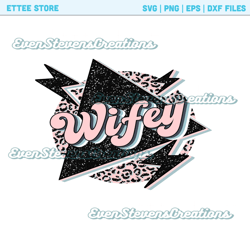 wifey rock pink leopard cheetah black glitter retro lightning bolt popular best seller png sublimation design download