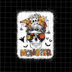momster png, halloween skull mom messy hair bun monster png, monster halloween png, skull mom png, skull mom halloween p