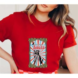 freedom rocks with statue of liberty design tee, 4th of july shirt, american flag independence day gift, patriotic ameri