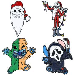 Disney The Nightmare Before Christmas Brooch Horror Jack Skellington Behemoth Stitch Metal Badge Enamel Pins