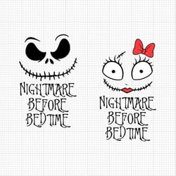halloween, jack and sally, nightmare before bedtime, svg and png formats, cut, cricut, silhouette, instant download
