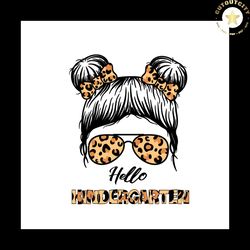 back to school svg girl hello kindergarten leopard vector, kindergarten svg diy craft svg file for cricut
