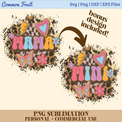mama mini lightning bolt leopard cheetah print png, sublimation design downloads, png transparent, mother day png, retro