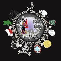 Disney Animated Movies The Nightmare Before Christmas Charms Bracelet Fashion Jewelry Jack Skull Pendant