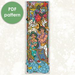 Stained glass cross stitch pattern "Aladdin " SGL009- xstitch chart, cartoons and movies cross stitch characters