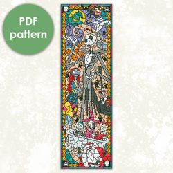 Stained glass cross stitch pattern "Nightmare before Christmas " SGL007- xstitch chart, cartoons and movies cross stitch