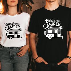 king of the camper,queen of the camper,couple camping shirt,overs