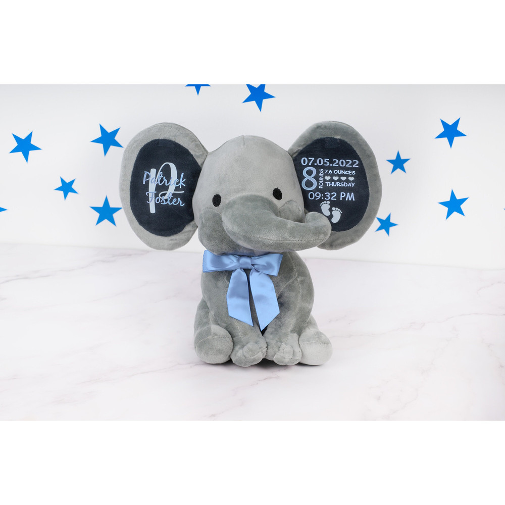 Personalized Elephant For Newborn Baby, Custom Elephant Baby Keepsake, Unique Baby Shower Gift, Custom Elephant Plush Toy For Baby - 1.jpg