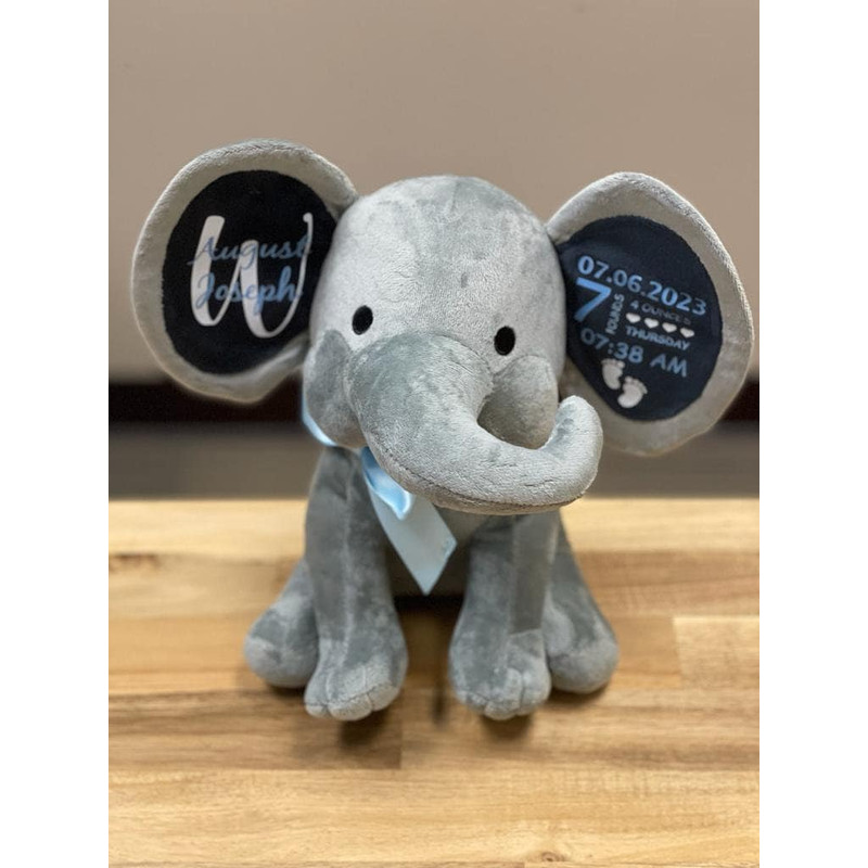 Personalized Elephant For Newborn Baby, Custom Elephant Baby Keepsake, Unique Baby Shower Gift, Custom Elephant Plush Toy For Baby - 3.jpg