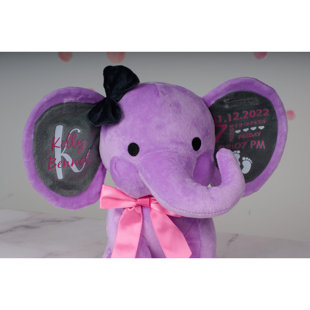 Personalized Elephant For Newborn Baby, Custom Elephant Baby Keepsake, Unique Baby Shower Gift, Custom Elephant Plush Toy For Baby - 4.jpg