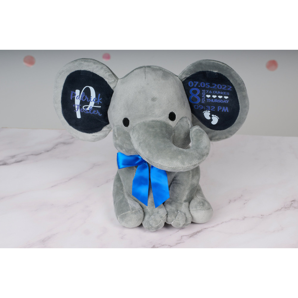 Personalized Elephant For Newborn Baby, Custom Elephant Baby Keepsake, Unique Baby Shower Gift, Custom Elephant Plush Toy For Baby - 7.jpg