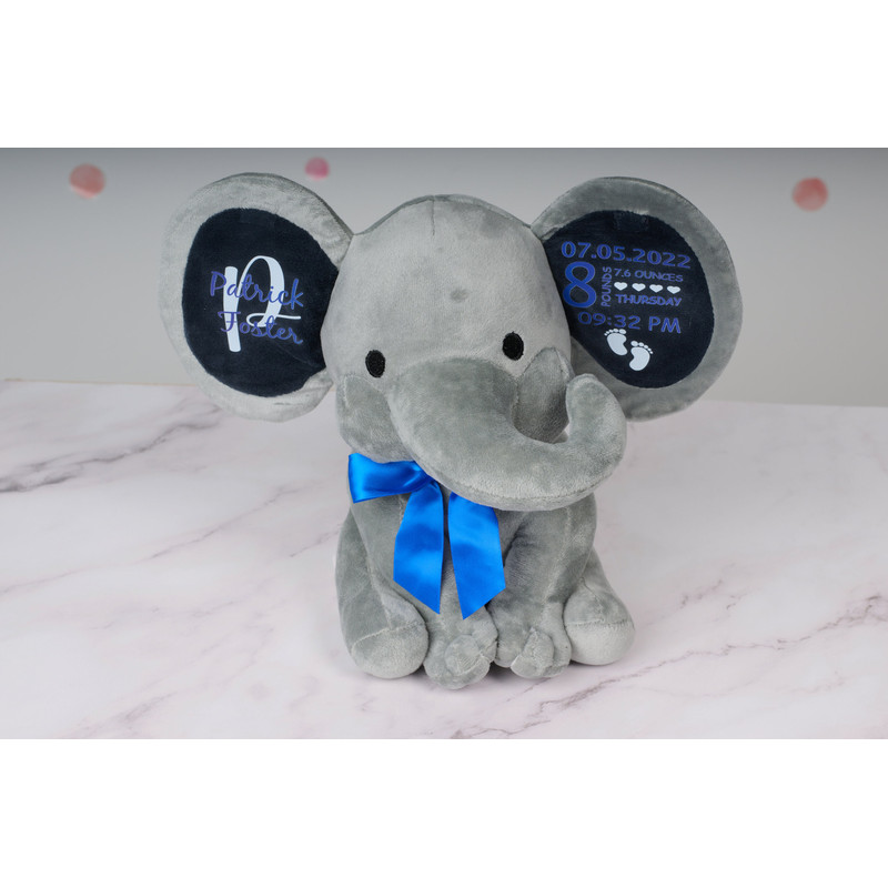 Personalized Elephant For Newborn Baby, Custom Elephant Baby Keepsake, Unique Baby Shower Gift, Custom Elephant Plush Toy For Baby - 7.jpg