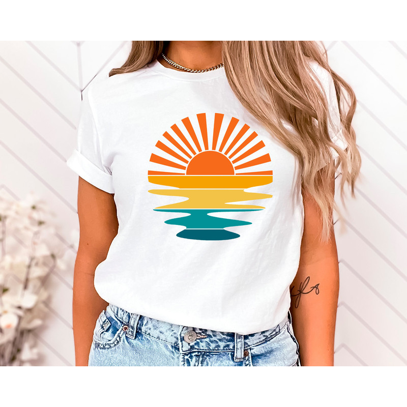 Retro Sunset Rays Wavy Shirt,Vintage Shirt,Retro Sunshine Shirt,Sun Rays Tee,Ocean Waves Shirt,Beachy Vibes Tee,Retro Summer,Sunset Shirt - 4.jpg