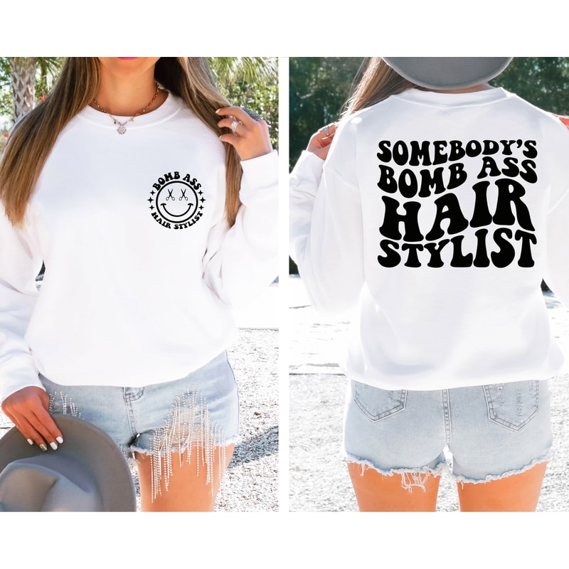 Somebody's Bomb Ass Hair Stylist Sweatshirt, Hair Stylist Sweatshirt,Hair Hustler Shirt, Barbershop Tee,Hairdresser Gift, Wavy, Trending - 2.jpg