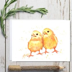 Birds chickens painting original watercolor bird art watercolor painting by Anne Gorywine