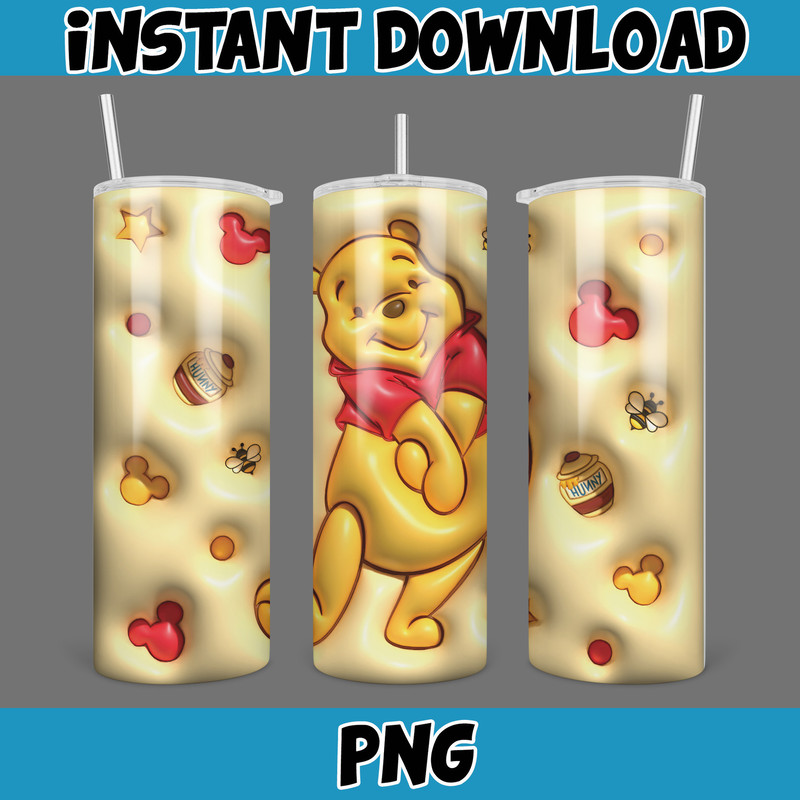 Inflated Mickey and Friends Cartoon Tumbler, Winnie The Pooh Tumbler Wraps 20oz Skinny Sublimation (9).jpg