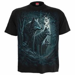 spiral direct forest guardians t-shirt,biker skull goth wolf native forest top tee