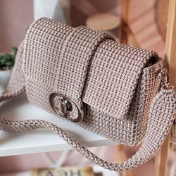 Crochet pattern crossbody bag, Video tutorial and PDF pattern Dee Dee crochet bag, polyester rope bag DIY, crochet bag