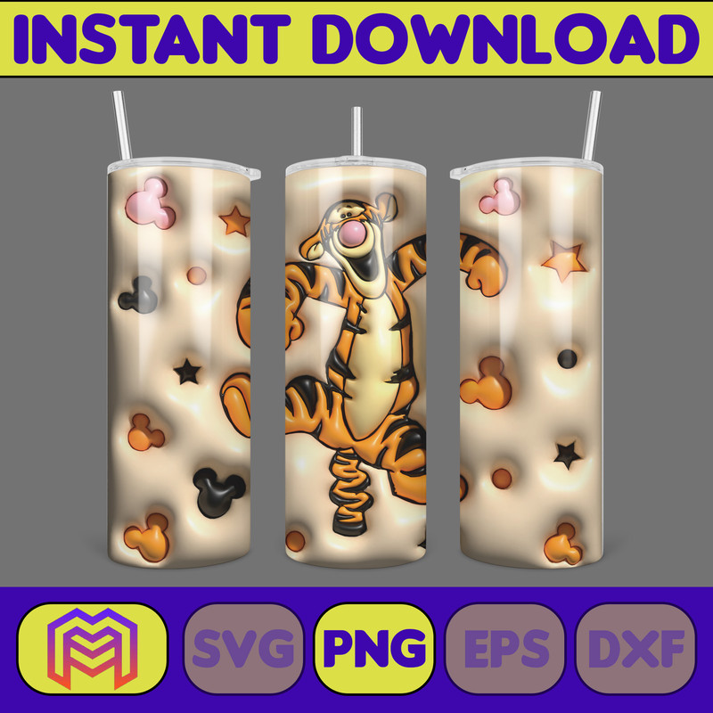Inflated Mickey and Friends Cartoon Tumbler, Winnie The Pooh Tumbler Wraps 20oz Skinny Sublimation (12).jpg