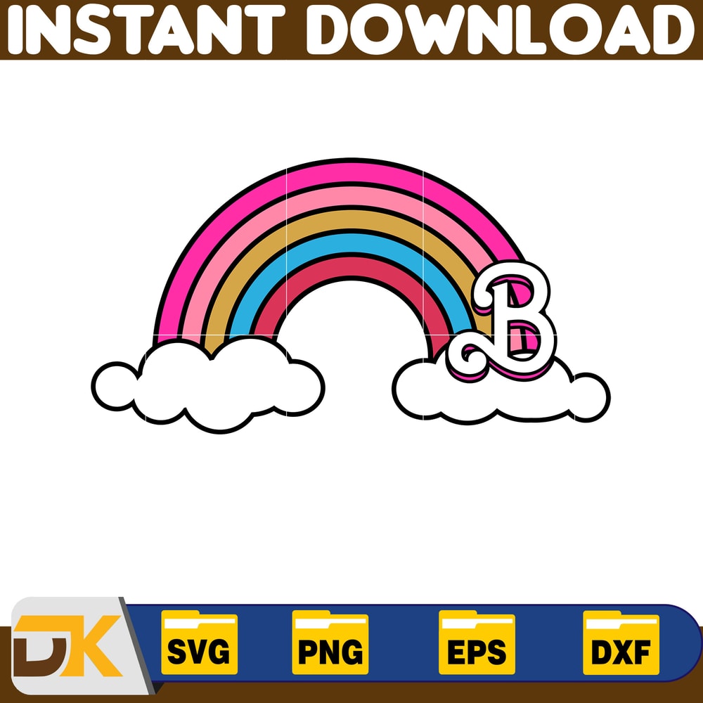 Barbi Icons Rainbow Inline Skate Flamingo Palm Ice Cream Sun, SVG PNG Clipart Digital Download (18).jpg