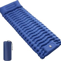 Built-in Camping Sleeping Pad Inflatable Sleeping Mat with Pillow Foot Pump Camping Mat 4 Inch thickenss (US Customers)