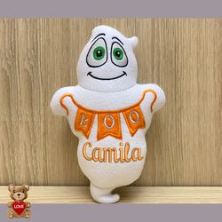 personalised embroidery plush soft toy ghost ,super cute personalised soft plush toy, personalised gift
