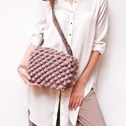 Crochet pattern Bubble Gum crossbody bag PDF pattern Video tutorial Crochet handbag Tshirt yarn Crochet bag pattern