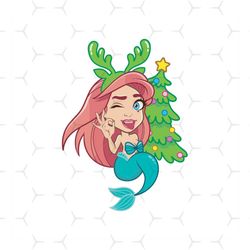 baby mermaid ariel svg, christmas svg, pinetree svg, mermaid svg, ariel christmas svg, christmas light svg, christmas de