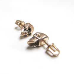 Small skulls stud earrings,cute bronze small stud earrings,handmade ukrainian bronze jewelry,small bronze skull studs