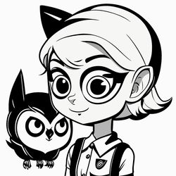 Black and White Coloring of a Girl Named Luz from Owl House 3