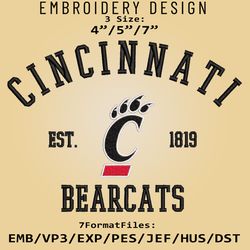 Cincinnati Bearcats embroidery design, NCAA Logo Embroidery Files, NCAA Bearcats, Machine Embroidery Pattern
