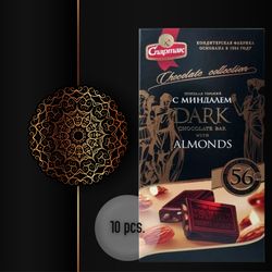 SPARTAK" bitter chocolate with almonds cocoa products 56 perce.10 pieces 31,75oz